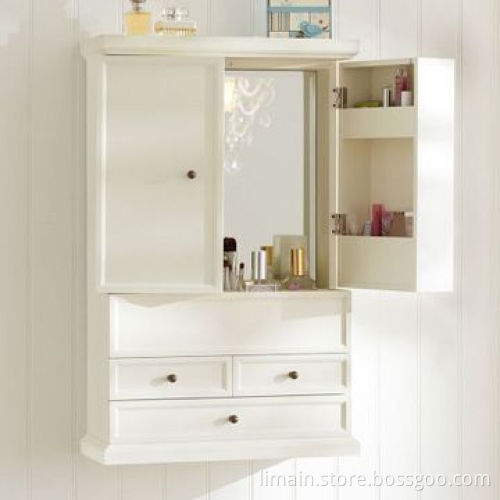 Wall Cabinet with Three Drawers and an Interior Mirror